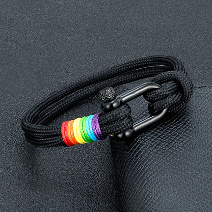 Unisex Stainless Steel U shape Trendy Rainbow Couple Bracelet