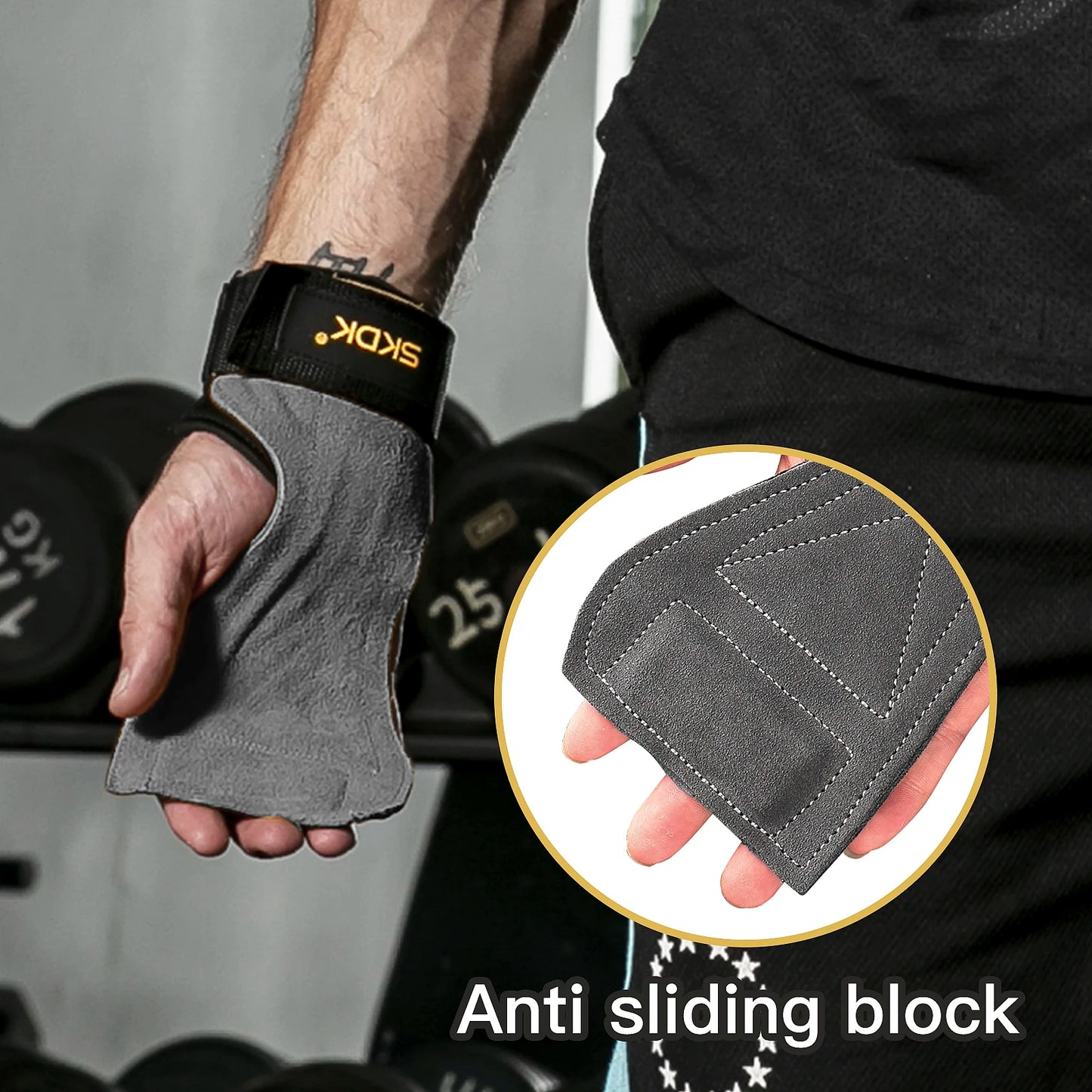 Cowhide Palm Protector Weightlifting Gloves Ultimate Grip for Gym Workouts