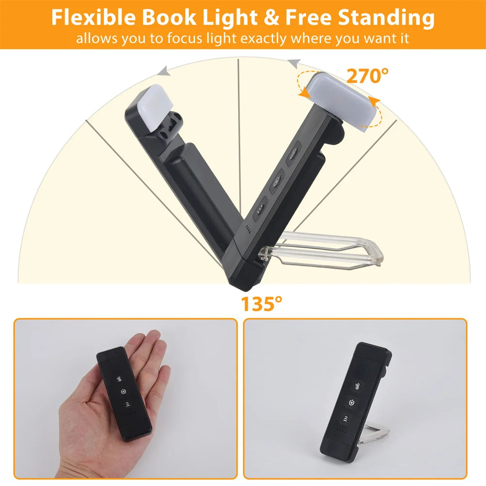 Clip on Bookmark Book Led Reading Light With Timer USB Rechargeable