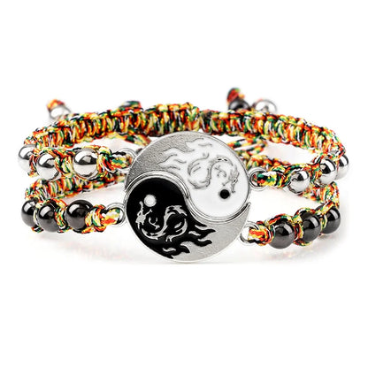 Dragon Tai Chi Gossip Braided Bracelet for Womens Mens