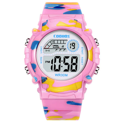 Kids LED Digital Watch Camouflage Sports  Waterproof Multifunction