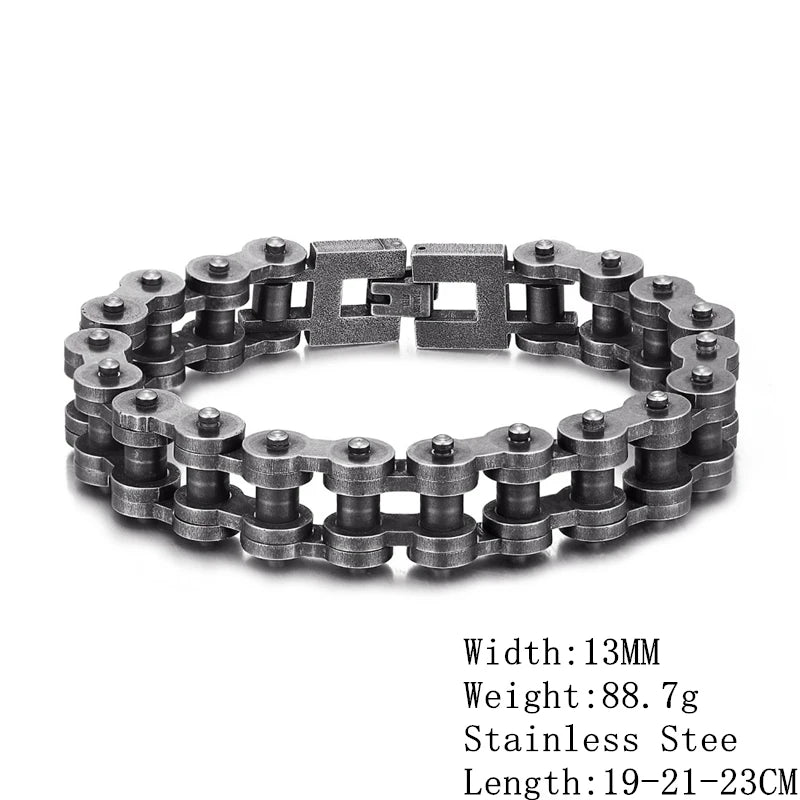 Locomotive Men Punk Rock Bicycle Chain Stainless Steel Motorcycle Bracelets