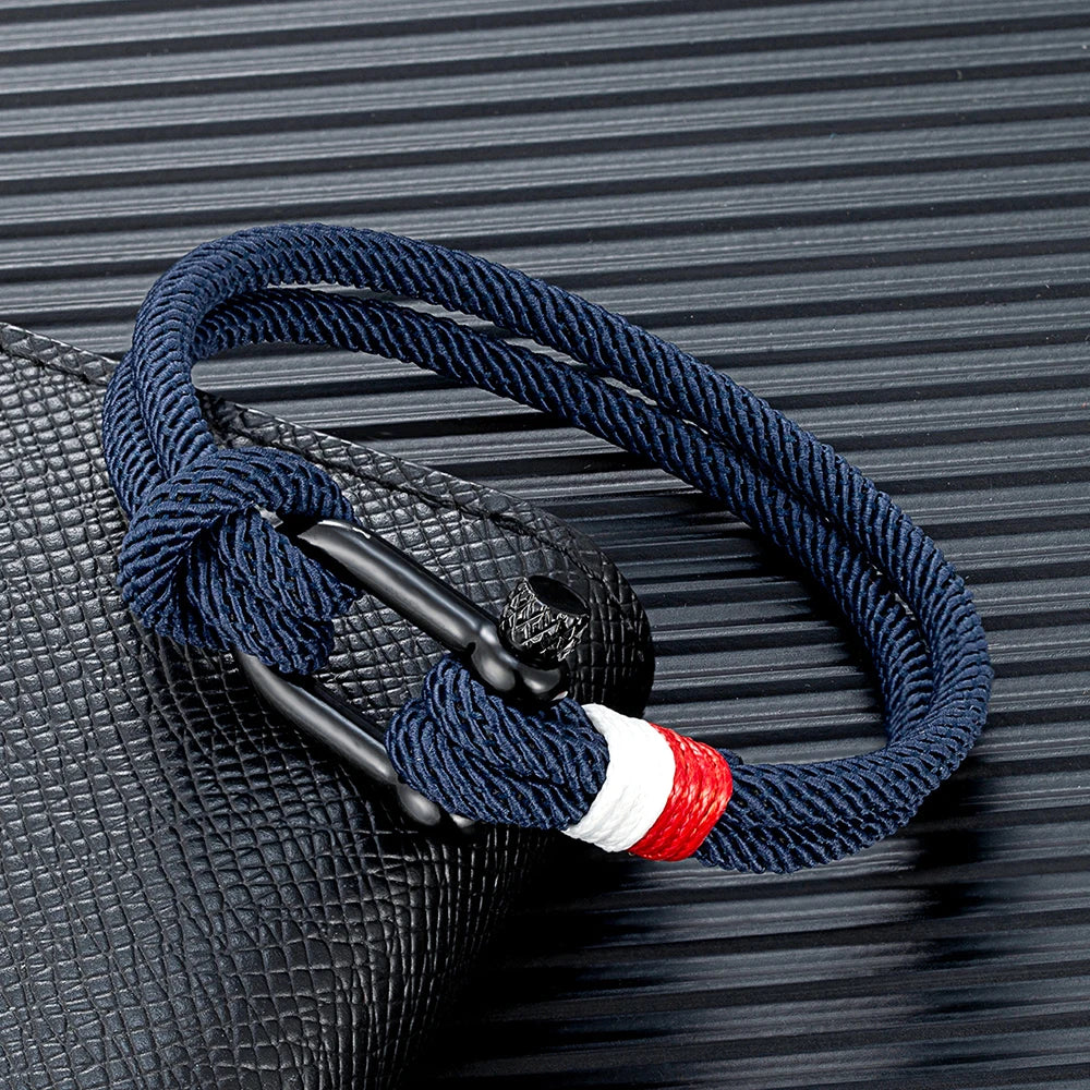 Braided Rope Couple Bracelet Stainless Steel U Shape Shackle Buckle Survival