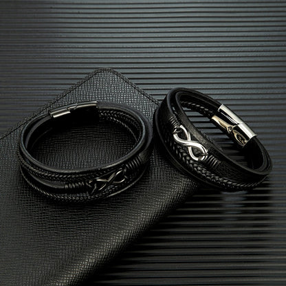 Mens Infinity Bracelet Woven Multilayer Braided Leather Bracelets