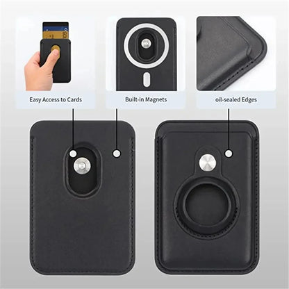 Magnetic Card Holder Wallet Built in AirTag Pocket for MagSafe for iPhone