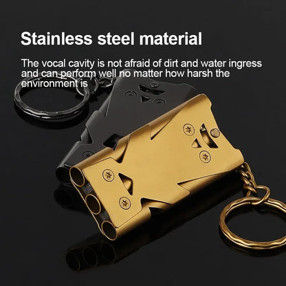 Double Pipe Pendant Keychain High Decibel Whistle