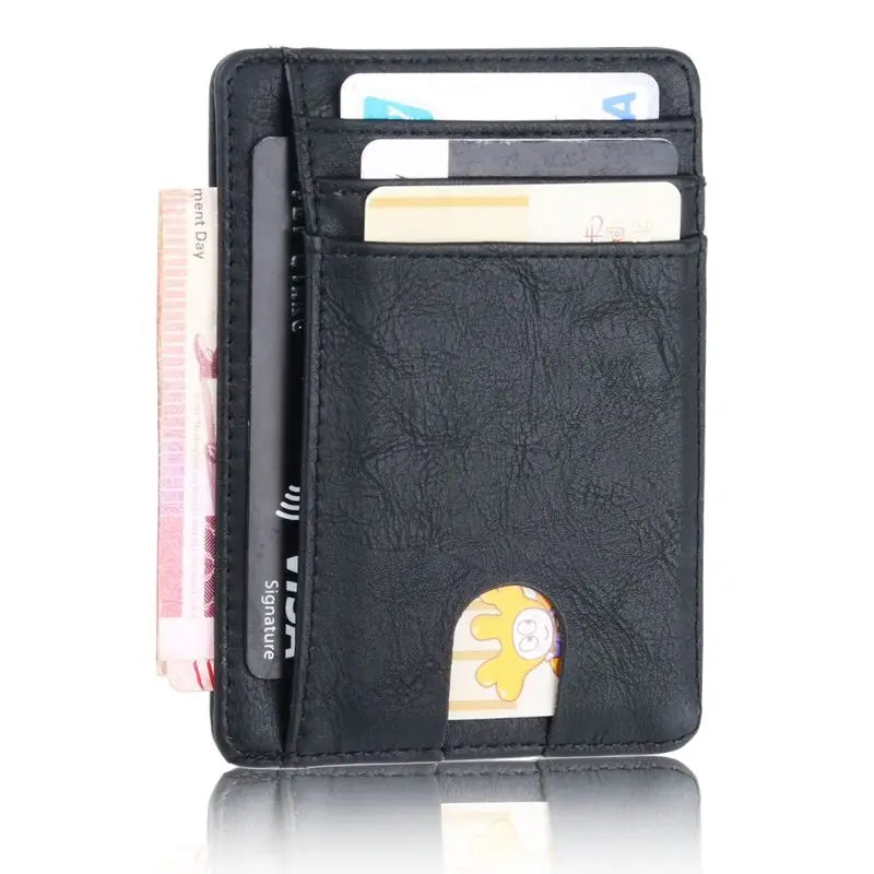 RFID Blocking Wallet Super Thin Mens Leather Card Holder