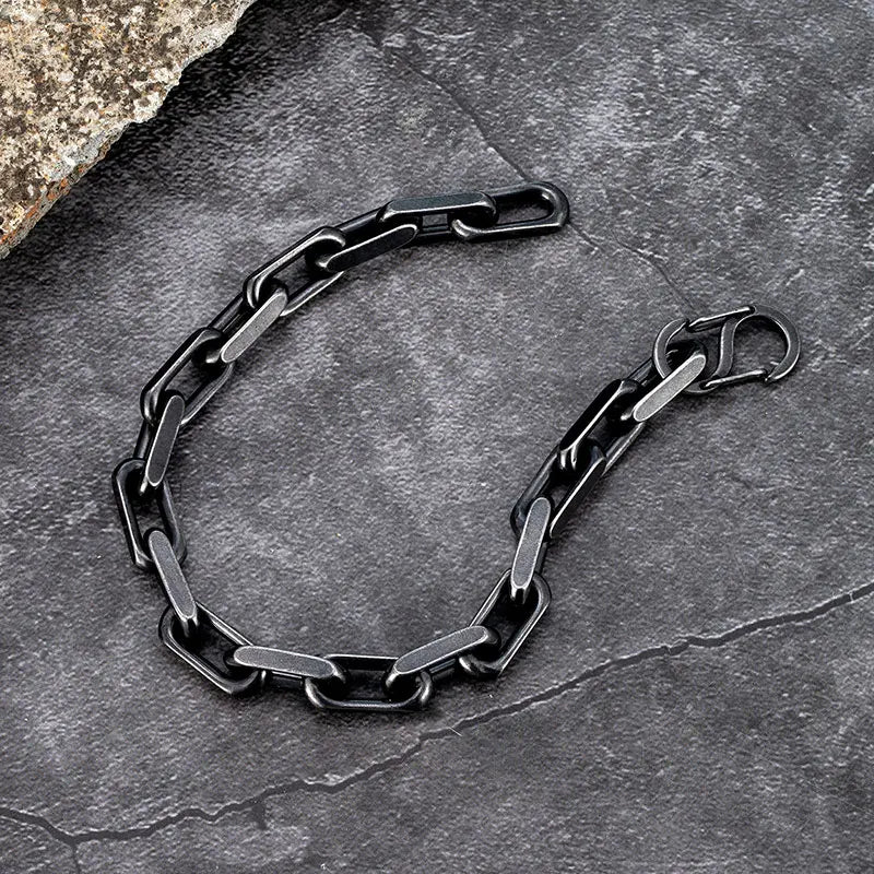 Vintage Oxidized Chain Link Punk Stainless Steel Mens Bracelet