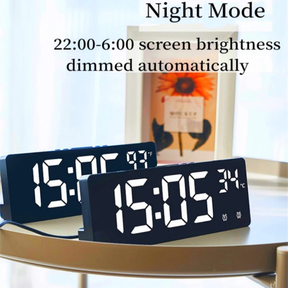 Voice Control Digital Alarm Watch Temperature Desktop Table Clock