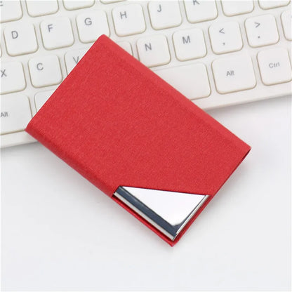 Magnetic PU Leather Stainless Steel Business Card Case ID Name Card Case