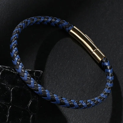 Simple Style Men Leather Braided Rope Bracelet