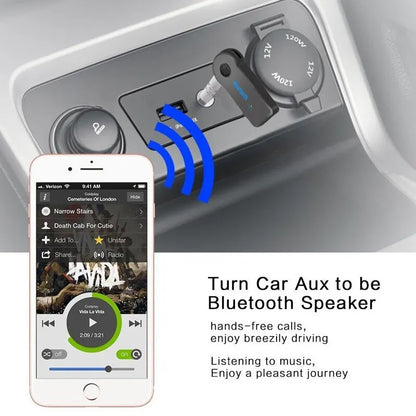 2 In 1 Wireless Car Bluetooth Receiver Adapter 3.5MM AUX Audio Stereo for PC