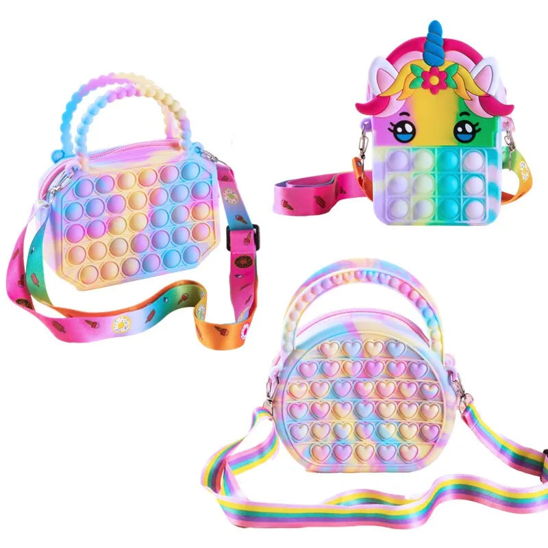 Kids Purse Silicone Sensory Push Pop Bubble Bag