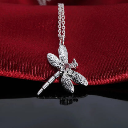 925 Sterling Silver Dragonfly Necklace Earring Bracelet Rings Set for Women