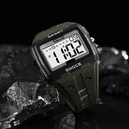 Mens Sports Digital Watch Waterproof Square Student Watch