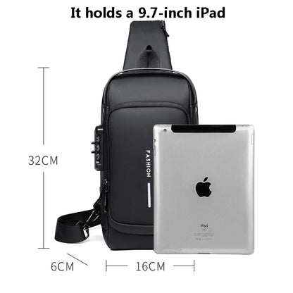 Mens Multifunction Anti Theft USB Shoulder Bag