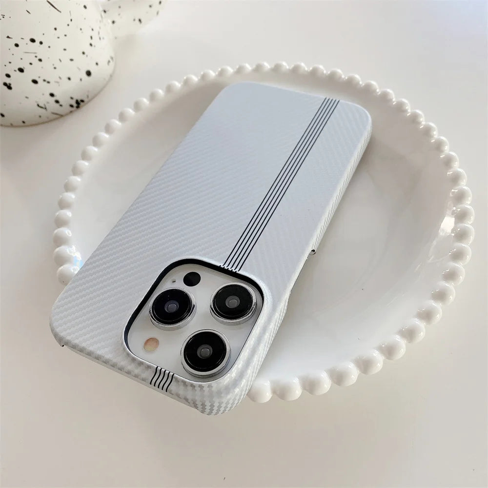 Luxury Carbon Fiber Pattern Cooling Case for iPhone 16 15 14 13 Pro Max