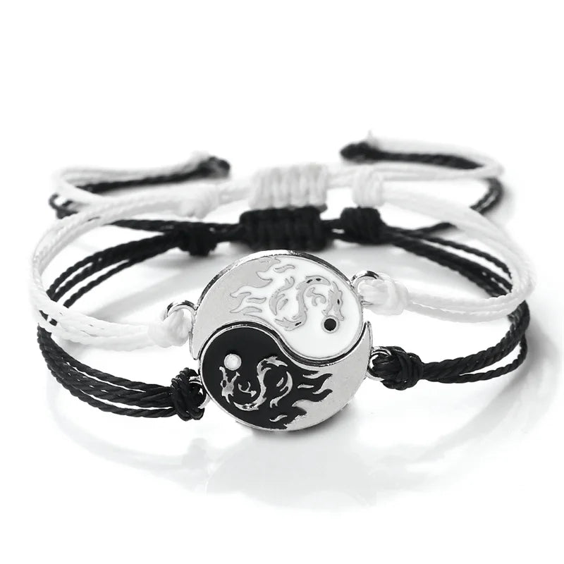 Dragon Tai Chi Gossip Braided Bracelet for Womens Mens