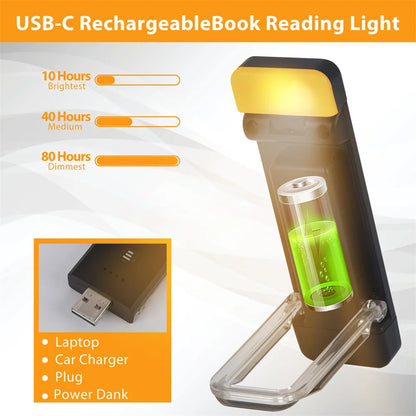 Clip on Bookmark Book Led Reading Light With Timer USB Rechargeable