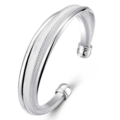 925 Sterling Silver Large Reticulated Smooth Unisex Bangle Bracelet