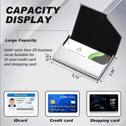 Magnetic PU Leather Stainless Steel Business Card Case ID Name Card Case