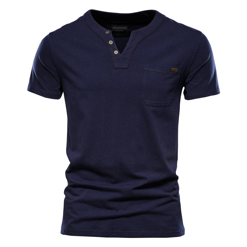 Summer Top Quality Cotton T Shirts Mens V Neck T Shirt