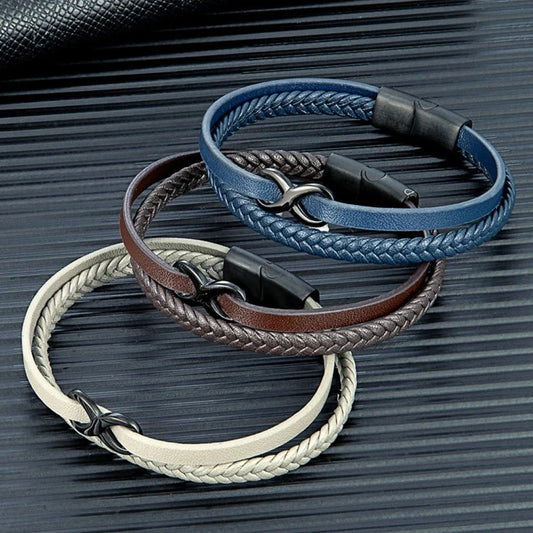 Men Multilayer Braided Leather Bracelets Friendship Infinity Love Knot