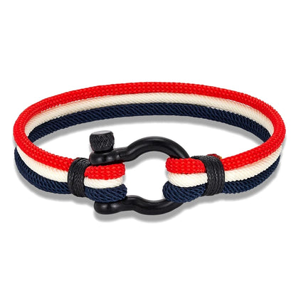 Unisex Multilayer Nautical Rope Stainless Steel Boat Shackle Clasp Bracelet