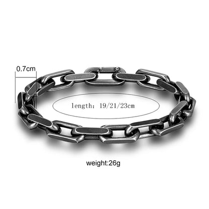Vintage Oxidized Chain Link Mens Punk Rock Stainless Steel Bracelet