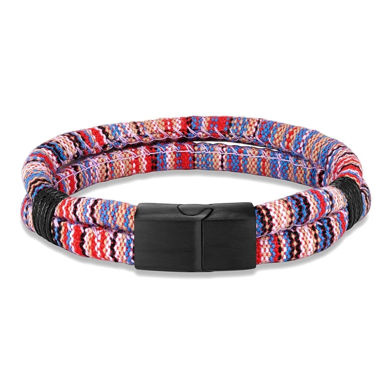 Unisex Handmade Woven Double Layer Surfer Waterproof Rope Bracelet