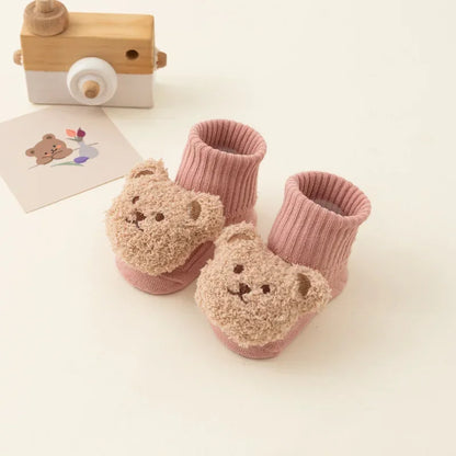 Cute Cartoon Bear Baby Socks for Boy Girl Winter Soft Cotton Anti Slip