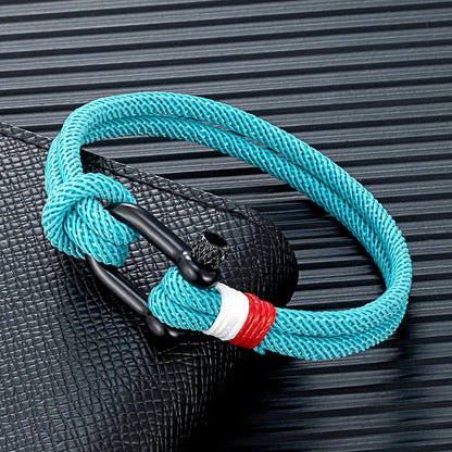 Braided Rope Couple Bracelet Stainless Steel U Shape Shackle Buckle Survival