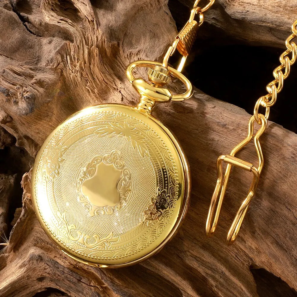 Roman Numeral Quartz Pocket Watch Necklace Pendant