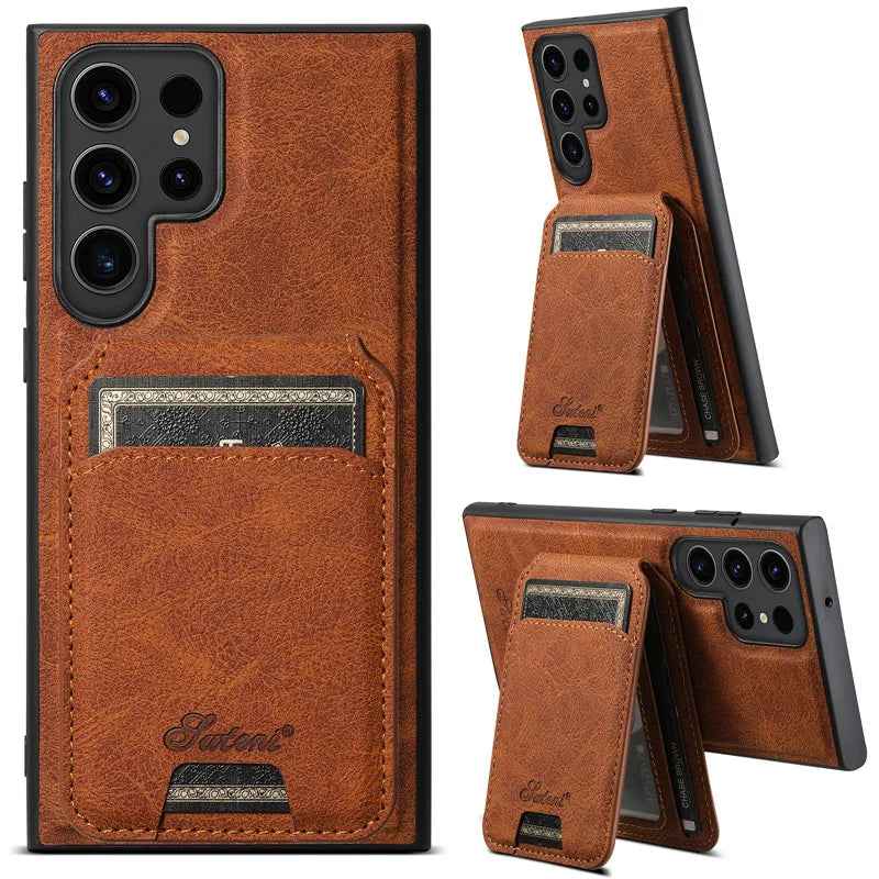 Leather Magnetic Wallet Phone Case For Samsung S24 S23 S22