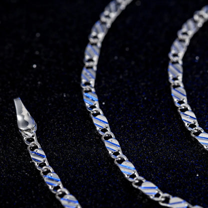 925 Sterling Silver 2MM Flat Clavicle Chains Necklaces for Men Women