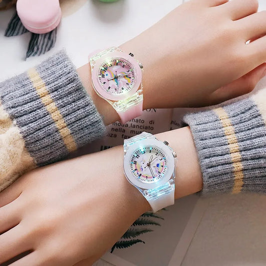 Kids LED Luminous Unicorn Students Silicone Quartz Watch