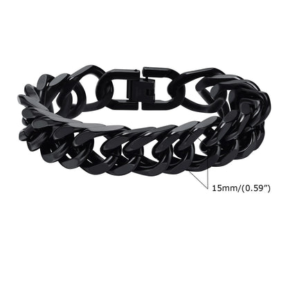 Stylish Double Curb Chain Bracelets for Men Stainless Steel