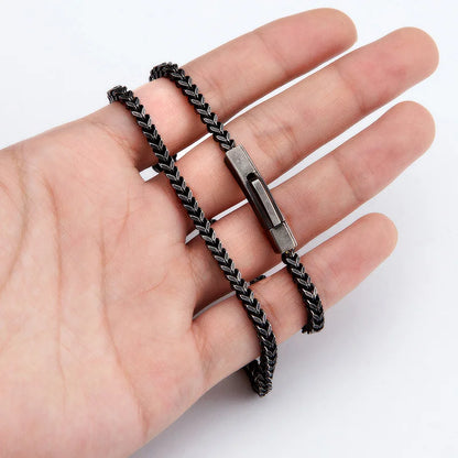 Vintage Oxidized Matte Black Stainless Steel Chain Necklace for Men Women