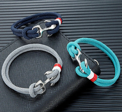 Men Women Nautical Survival Rope Bracelets Stainless Steel Anchor Buckle