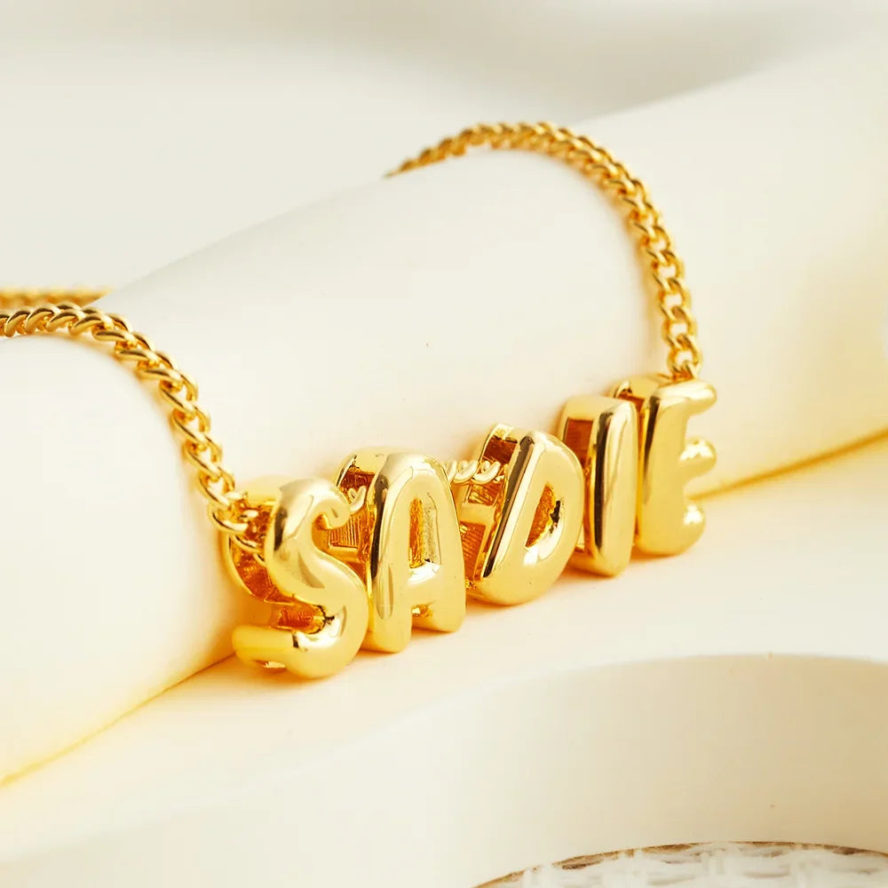 Personalized 3D Bubble Letter Number Custom Name Bracelet