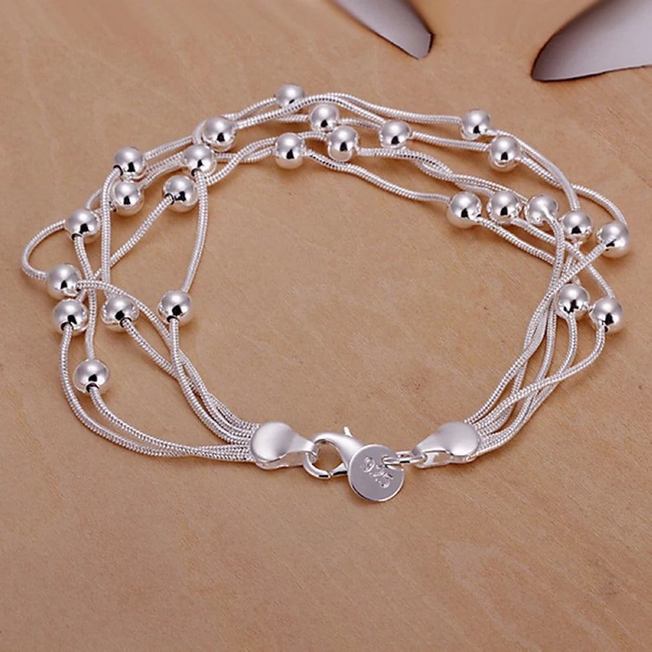 925 Sterling Silver Jewelry Chain Beads Bracelets for Women