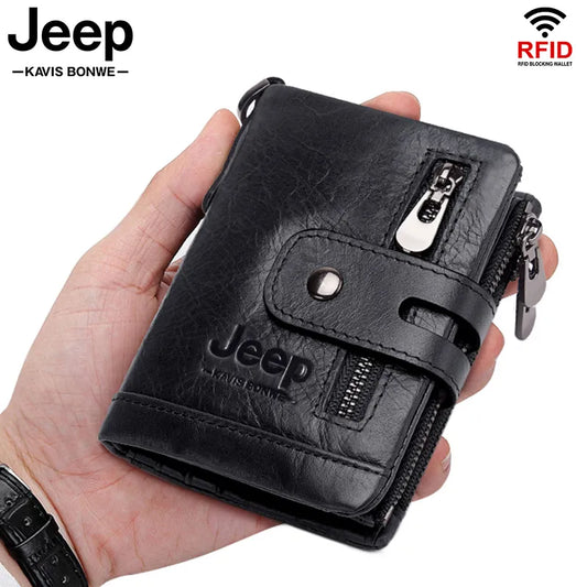 Genuine Cowhide Leather Mens Wallet RFID Card Holder