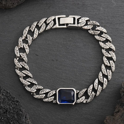 Chunky Cuban Chain Bracelets for Men Embossed Stainless Steel Chain Link