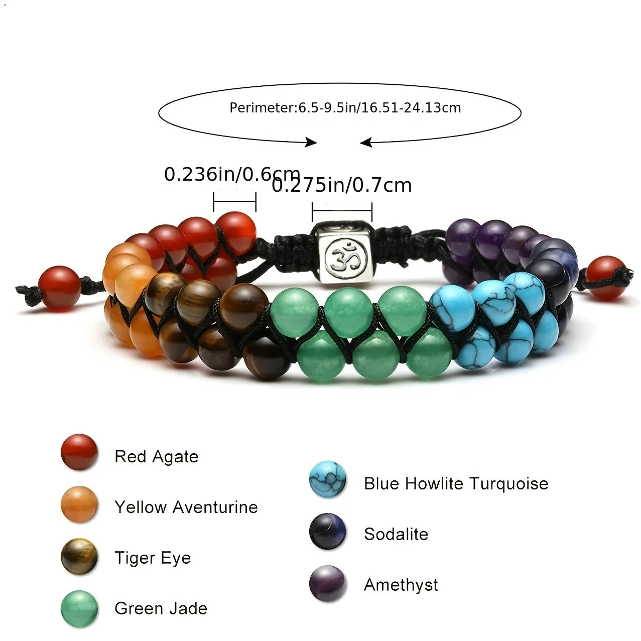 7 Chakra Treatment Crystal Meditation Relaxation Anxiety Womens Bracelet