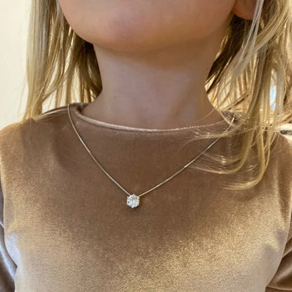925 Sterling Silver Plated Necklace Sparkling AAA Zircon Clavicle