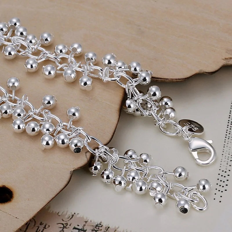 925 Sterling Silver Bracelets Charms Bead Chain Women Grapes Bracelet