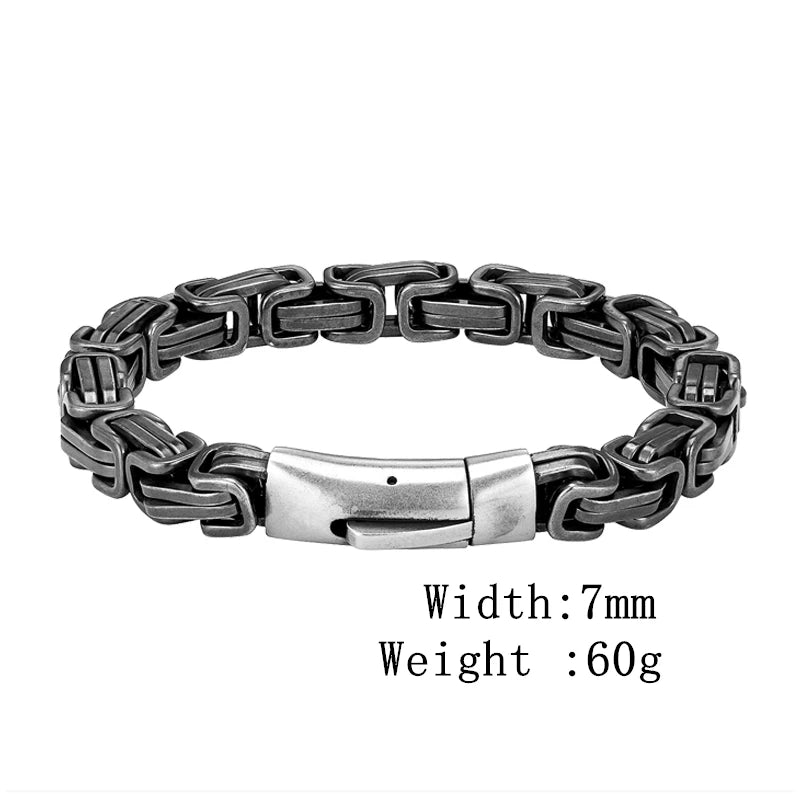 Punk Mens Vintage King Chain Bracelets Stainless Steel Bracelet