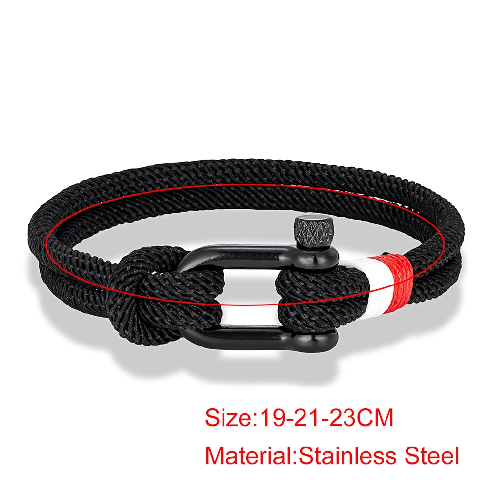 Braided Rope Couple Bracelet Stainless Steel U Shape Shackle Buckle Survival