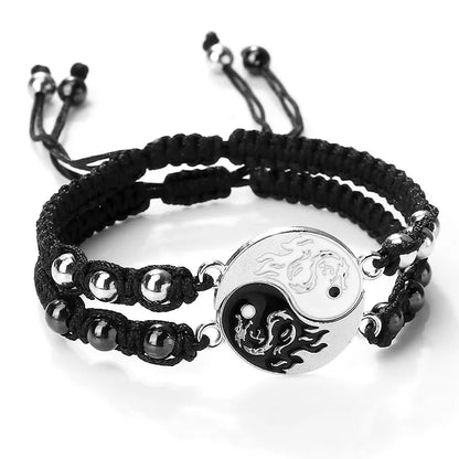 Dragon Tai Chi Gossip Braided Bracelet for Womens Mens