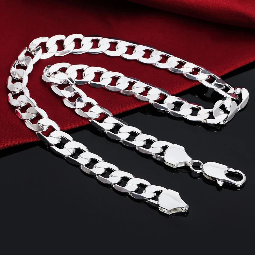 925 Sterling Silver Necklace for Men Classic 12MM Chain